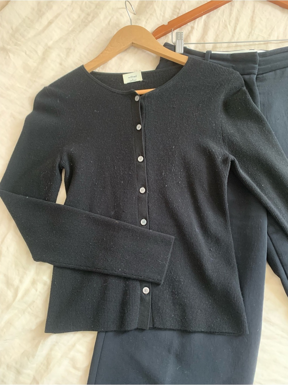 Classic Black Button-Front Women’s Ribbed Sweater